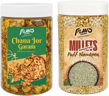 FlavoFarm Bajra Puff and Chana Jor Garam | Spicy and Roasted Desi Snack Combo