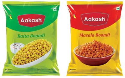 AAKASH Plain & Masala Boondi Combo |150 Gm Each | Raita Boondi that makes your raita