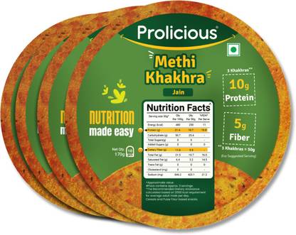 Prolicious High Protein & Fiber Methi Khakhra| No Palm Oil| Roasted| Anytime Snack(Methi)
