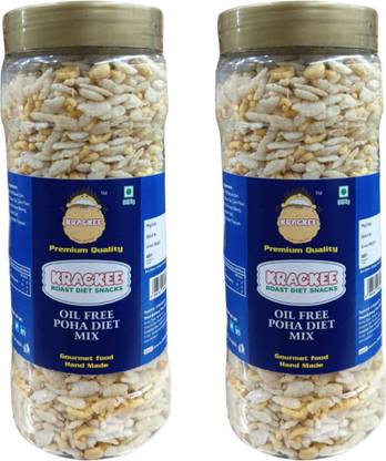 Krackee Oil Free Poha Diet Mix |Healthy Snacks | 100 % Oil free | Pack of 2