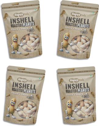 Hapeanuts Inshell Salted Peanut | Crunchy Healthy Snacks | Jumbo Combo Pack of 4