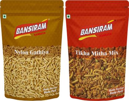 Bansiram Namkeen Nylon Gathiya & Tikha Mitha Mix Combo Pack