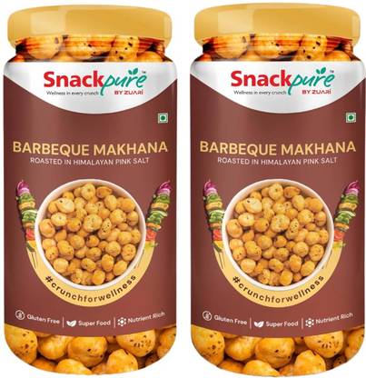 SNACKPURE BY ZUARI Barbeque Roasted Makhana 150g (Pack of 2, 75g Each)