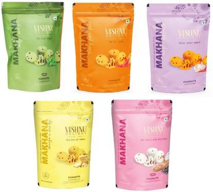VISHNU DELIGHT Combo Flavour Roasted Makhana Pouch - Healthy and Crunchy Snack | Gluten Free |