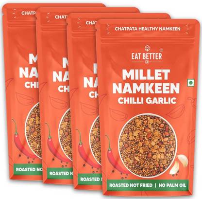 EAT BETTER CO Chatpata Chilli Garlic Millet Mixture - Crunchy Healthy Namkeen Snack