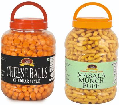 FOOD ESSENTIAL Combo of Cheese Balls (400 gm.) & Masala Munch Puff (325 gm.)