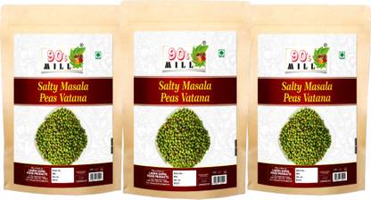 90's MILL Hara Matar Green Salty Masala Peas Vatana Chakhna Cocktail Snacks-250g*3Pack
