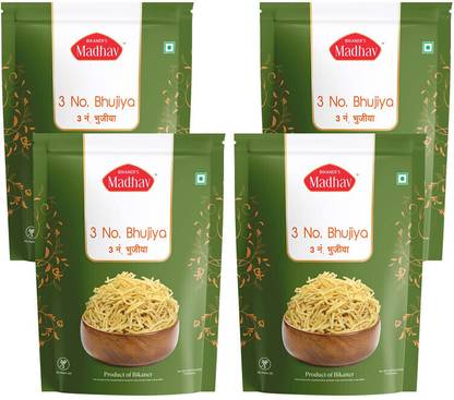 MADHAV 3 No. Bhujiya 1.6Kg (400Gm x 4) No Palm Oil | Soft Bhujia | No Palm Oil
