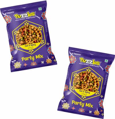 Puzzles Hot & Spicy Party Mix Chakna, mix namkeen, 300 grams, 2 Packs x 150g,