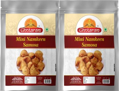 GHOTARAM Moong Dal Samosa Bake Mung Dal Namkeen Snack Chatpata Moong Dal Twist-150g*2Pack