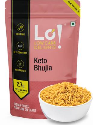 Lo! Foods Keto Bhujia | Sugar Free Low Carb Namkeen| 2.7g Net Carb Keto Snacks Diet