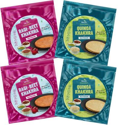 Vedic Garden Healthy Khakhra Combo of Quinoa & Ragi beetroot Flavor Multigrains Indian Snack
