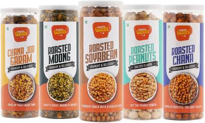 Tasty Giants Roasted Peanuts, Chana, Soyabean, Chana Jor Garam, Moong | Namkeen Combo Pack