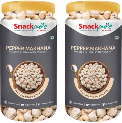 SNACKPURE BY ZUARI Pepper Roasted Makhana 150g (Pack of 2, 75g Each)