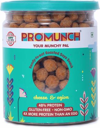 PROMUNCH Ready To Eat Roasted Soya Snack Cheese & Onion Healthy Snacks, 150G