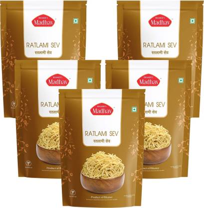 MADHAV Ratlami Sev 2Kg (400Gm x 5) Handmade | No Palm Oil | Perfect for Snacking