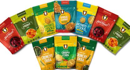 TNT The Nosh Treat TNT Combo Of All Vacuum Cooked Vegetable Chip | Rich in Protein | Healthy Snack