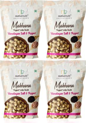 Nativenuts Himalayan Salt Roasted Makhana, Handpicked super snack. NON FRIED