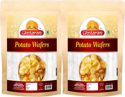 GHOTARAM Farali Special Namkeen Salted Potato Chips Aloo Chips Potato Wafers-350g*2Pack