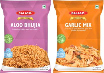balasa Aloo Bhujia & Garlic Mix Combo Namkeen | Tasty & Crunchy | (2 x 180 g)