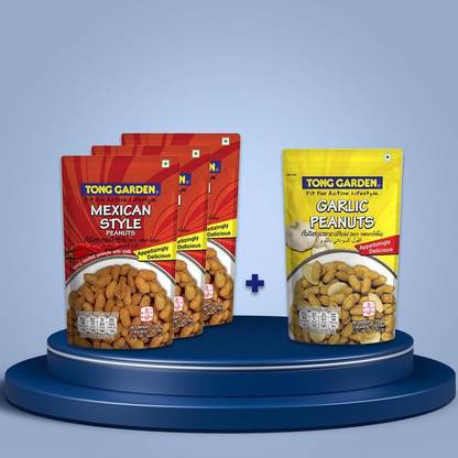 TONG GARDEN Combo 260g - 65g Mexican Style Peanuts (3 pc) and TG 65g Garlic Peanuts (1 pc)
