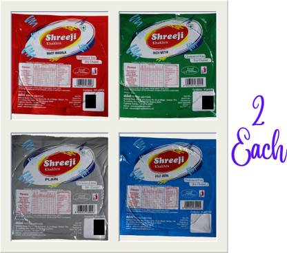 Shreeji Khakhra Shreeji's Big Daily use Combo (Masala -2, Methi - 2, Jeera - 2, Plain - 2)