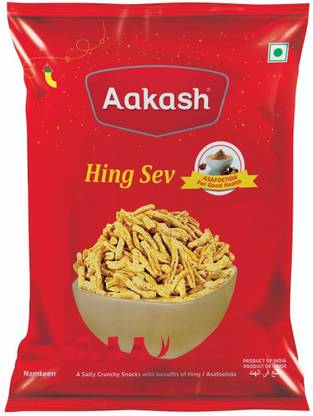 AAKASH Namkeen Hing Sev |Pack of 3 |150 Gm Each| Sev Made of Cumin & Hing