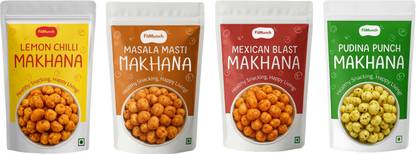 FitMunch Lemon Chilli, Masala Masti, Mexican Blast,Pudina Punch Flavoured Roasted Makhana