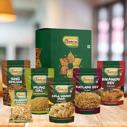 Samrat | Combo Pack Gift Box Hamper | Indian Snacks Mixture Namkeen | Festive Gift Pack Combo