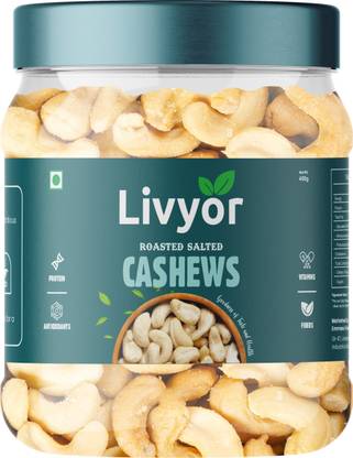 LIVYOR Premium Roasted and Salted Cashew Nuts | Super Nutritious Dry Fruit Snack