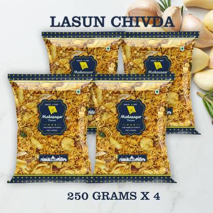 Mahasagar Lasun Chivda - Pack of 4 X 250grams - 1Kg