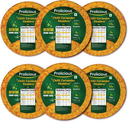Prolicious Chilli Coriander Khakhra |NO Palm Oil |High Protein 1020g
