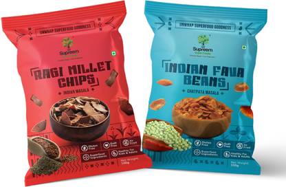 SSF Supreem Super Foods Normalife Gluten Free Indian Fava Beans + Ragi Millet Chips
