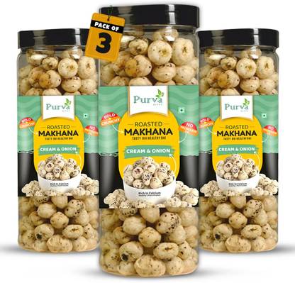 PurvaBite's Flame Roasted (Cream & Onion) Flavoured Makhana 228g