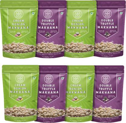 Rooted Delights Cream and Onion & Double Truffle Flavored Makhana, Premium Roasted Foxnuts