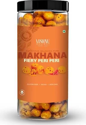 VISHNU DELIGHT Lime Peri Peri Flavour Roasted Makhana Jar - Healthy & Crunchy Snack|Gluten Free