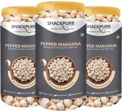 SNACKPURE BY ZUARI Pepper Roasted Makhana 225g (Pack of 3, 75g Each)