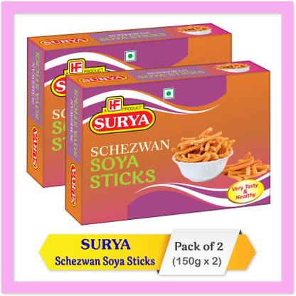 Surya 300gm Schezwan Soya Sticks (Pack of 2; 150gm Each)