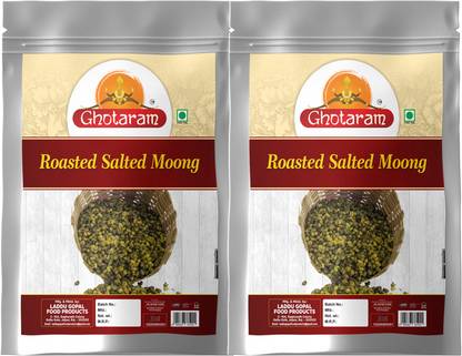 GHOTARAM Mung Bean Sprouted Roasted Green Moong Roasted Green Gram Namkeen-350g*2Pack