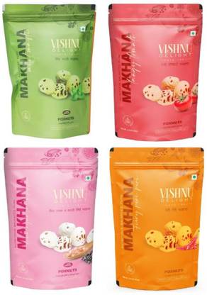VISHNU DELIGHT Combo Flavour Roasted Makhana Pouch - Healthy and Crunchy Snack | Gluten Free |