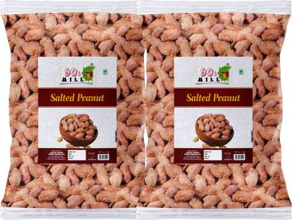90's MILL Coconut Gluten Free Nariyal Pani Khari Sing Roasted peanut Groundnut-150g*2Pack