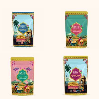 Bombay Snacking Company Pack of 4 Jowar Puff & Quinoa Puff