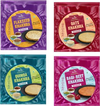 Vedic Garden Combo of Flax seed, Oats, Quinoa, Ragi beetroot Healthy Khakhra With Multigrains