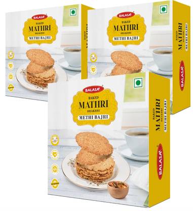 balasa Roasted Methi Mathiya (Tea Time Guiltfree Baked Bhakhri) Pack x 3