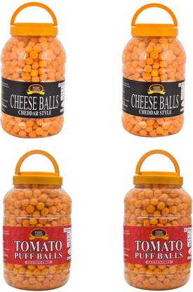 FOOD ESSENTIAL Combo of Cheese Balls (800 gm.) & Tomato Puff Balls (800 gm.)