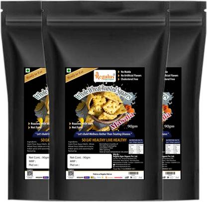 regulus Wheat Magic Masala Nachos |Roasted |90g x 3| No-Maida | Tea Time Diet Snack