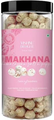 VISHNU DELIGHT Himalayan Salt & Pepper Flavour Roasted Makhana Jar - Healthy & Crunchy Snack