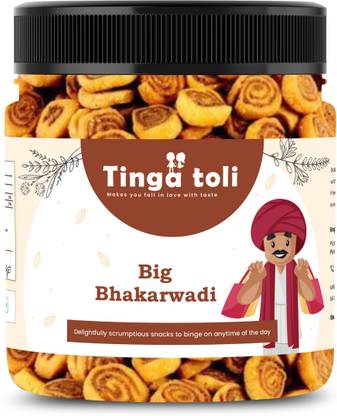 TINGA TOLI Special Gujrati Big Bhakarwadi Snacks |Indian Namkeen Big Bhakarwadi| Jar Pack