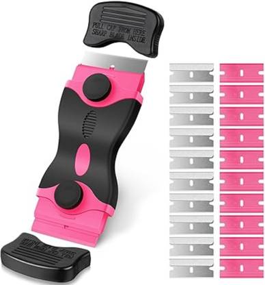 ELIE INDIA Kitchen Scraper Set, Doppelkopf Ceramic Hob Scraper with 20 Replacement Blades Snow Brush And Ice Scrapper