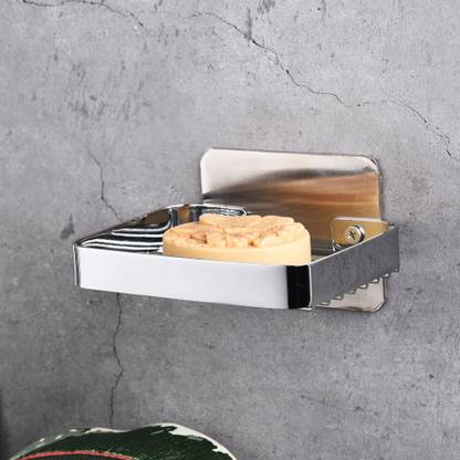 EZ Fix Stainless Steel Self-Adhesive Square Net Soap Handle for Bathroom & Kitchen